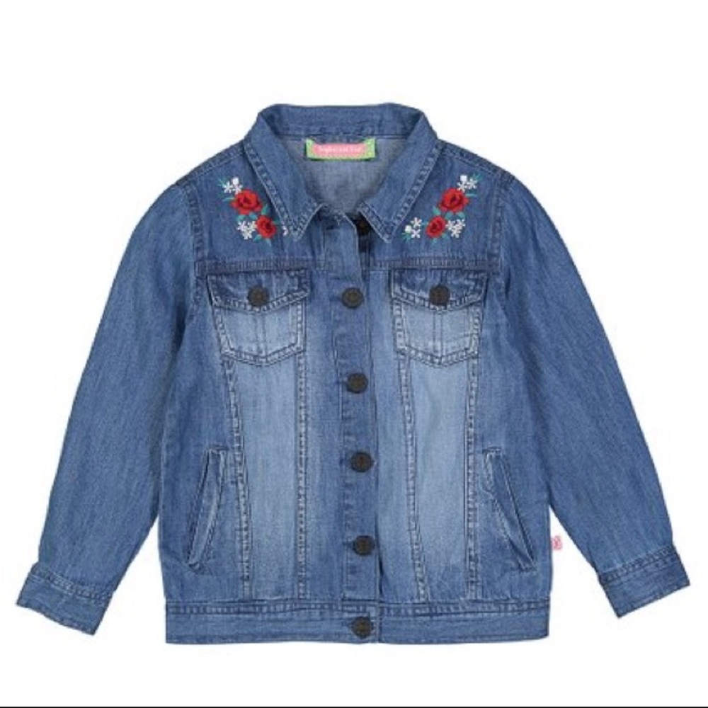 Sophie & Sam Blue Floral-Applique Denim Jacket